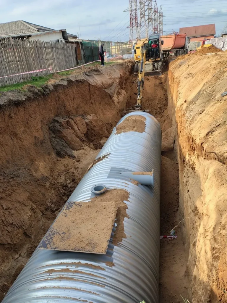 retenție apă pluvială cu sistem AQUASTORM pentru colectare și stocare apă de ploaie
